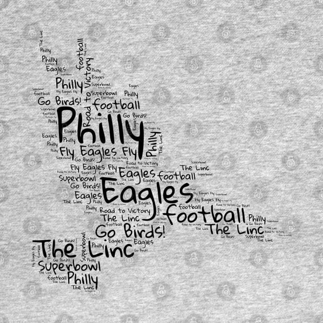 Philly birds black word art football by PixieMomma Co